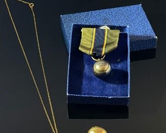 American Legion Junior Baseball Award Ribbon Pendant Necklace Box: .5x2.5x3.5in