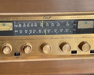 Pilot 1090-A Vintage Tube Stereo Console Unit 690-A Preamp/FM Stereo Tuner Garrard RC88/4 Turntable  Pilot SA-232 Amp EL84 Amplifier Jensen 41-77D Jensen P15P Special Design C-1090	Main Unit: 34x40x18in Speaker: 34x25.25x18in	HxWxD
