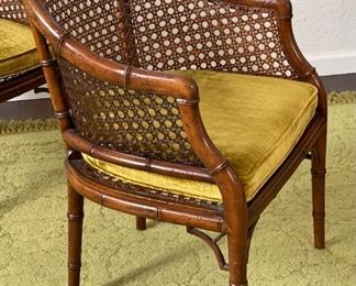 2pc Vintage Mid-century Hekman Cane Chairs PAIR  Hollywood Regency	33x22x24in	HxWxD
