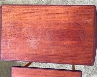 As-Is Vintage MCM Walnut Nesting Tables	Large: 19.5x26x15in	HxWxD
