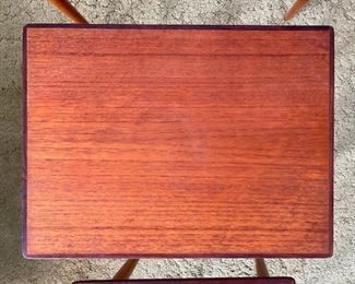 As-Is Vintage MCM Walnut Nesting Tables	Large: 19.5x26x15in	HxWxD
