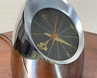 Vintage MCM Jefferson 500 Chrome Bullet Clock  580-221	4.5 x 4.5in diameter	
