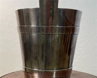 Vintage MCM Calderoni Fratelli Champagne Ice Bucket Milano Italy Alpacca Argentato Nickel Silver	10.75 x 7.75in diameter	
