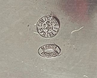 Vintage MCM Calderoni Fratelli Champagne Ice Bucket Milano Italy Alpacca Argentato Nickel Silver	10.75 x 7.75in diameter	
