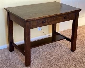 Antique Arts & Crafts Mission Oak Desk Library Table w/ Flip Top Inkwell	28.75 x 39 x 25.75in	HxWxD
