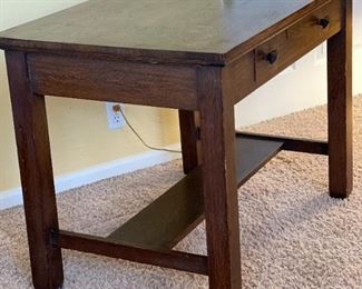 Antique Arts & Crafts Mission Oak Desk Library Table w/ Flip Top Inkwell	28.75 x 39 x 25.75in	HxWxD
