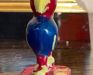 Vintage Cast Iron KU Jayhawk Bird Figurine Paperweight  University Of Kansas Mascot Big Jay C. Downing Casting Co	2.5 inches high	
