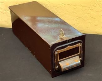 Vintage Safe Deposit Box Drawer w Key	4.75 x 4.75 x 14in	HxWxD
