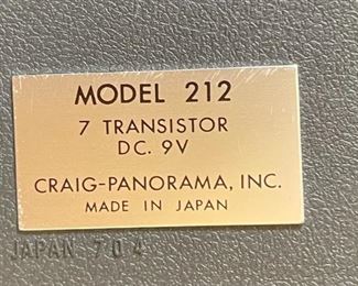 Craig Model 212 Vintage Open Reel Tape Deck Reel-To-Reel	3 x 8.5 x 11in	HxWxD
