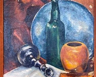 Antique Original Oil Painting Lorbeer Still Life	Frame: 24 x 20 x 3in<BR> Image: 17.5 x 13.5	
