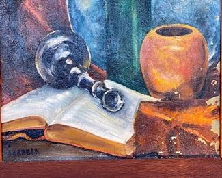 Antique Original Oil Painting Lorbeer Still Life	Frame: 24 x 20 x 3in<BR> Image: 17.5 x 13.5	
