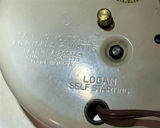 1940s Westclox Logan S5-F Electric Alarm Clock	5 x 4.75 x 2.25in	HxWxD
