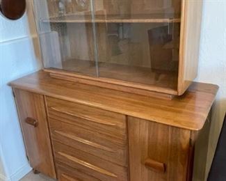 Vintage MCM Bissman Solid Walnut Credenza Hutch Sideboard	59x50x20in	HxWxD
