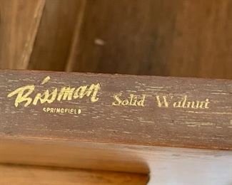 Vintage MCM Bissman Solid Walnut Credenza Hutch Sideboard	59x50x20in	HxWxD
