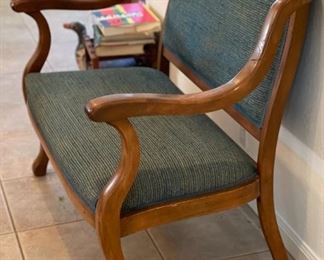 Vintage Wood Frame Upholstered Settee Bench Loveseat	36x45x26in	HxWxD
