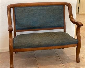 Vintage Wood Frame Upholstered Settee Bench Loveseat	36x45x26in	HxWxD
