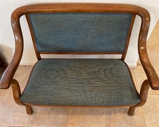 Vintage Wood Frame Upholstered Settee Bench Loveseat	36x45x26in	HxWxD
