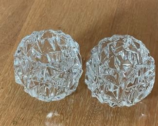 2pc Tiffany & Co Candle Holders Rock Cut Votive PAIR	3x3.25x3.25in	HxWxD
