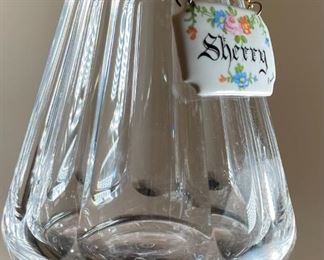 Baccarat Talleyrand Crystal Decanter With Limoges Porcelain Sherry bage	9in H x 5in Diameter	
