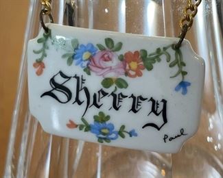 Baccarat Talleyrand Crystal Decanter With Limoges Porcelain Sherry bage	9in H x 5in Diameter	
