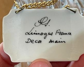 Baccarat Talleyrand Crystal Decanter With Limoges Porcelain Sherry bage	9in H x 5in Diameter	
