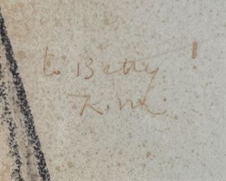 Karl Mattern Original Art Pregnant Woman Sketch Signed To Betty K.M.	Frame: 28.25 x 21.25	
