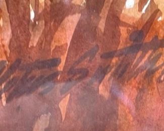 Original Art Watercolor  Santa Fe Home on Hill by Cletus Smith 1987	Frame: 22 x 29.5in <BR>Image: 14.5 x 21in	
