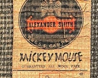 1930’s Walt Disney Alexander Smith Mickey Mouse & Donald Duck Woven Tapestry Rug	27x44in	
