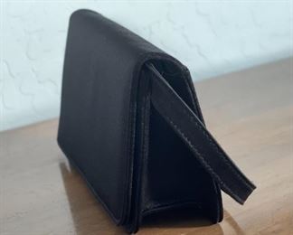Stuart Weitzman  Black Satin Purse Handbag	4.5x8.75x3in	HxWxD
