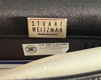 Stuart Weitzman  Black Satin Purse Handbag	4.5x8.75x3in	HxWxD
