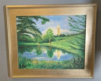 Original Art Unsigned WWII Memorial Campanite KU	Frame: 21.75x25.25in	
