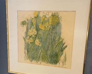 1969 Marieta Spurgeon Kansas Beauties Block Print Art	Frame: 24.5x24.5in	
