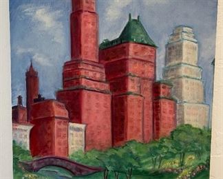 Original Art Park Bridge Building Unsigned	20 x 16in	
