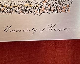 1949 Reed & Barton University of Kansas WWII Memorial Campanite Damascene Etching UK	11.75 x 14. 75in	
