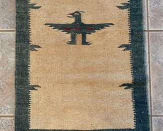 3.5x2ft 1950s Chimayo Native American Thunderbird Rug #2	44x24in	
