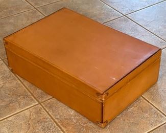 Vintage Leather Luggage Suitcase	16x24x7.5in	HxWxD

