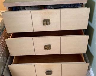 1950s Merton L Gershun Albert Furniture Gray Walnut 3 Drawer Dresser	32 x 30.5 x 21.25in	HxWxD
