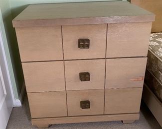#2 1950s Merton L Gershun Albert Furniture Gray Walnut 3 Drawer Dresser	32 x 30.5 x 21.25in	HxWxD
