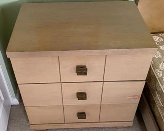 #2 1950s Merton L Gershun Albert Furniture Gray Walnut 3 Drawer Dresser	32 x 30.5 x 21.25in	HxWxD
