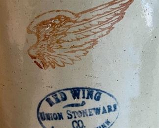 AS-IS Antique Red Wing  3 Gallon Stoneware Crock	13in H X 9.75in diameter	
