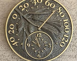 Whitehall Pinecone Thermometer & Clock French Bronze	14in Diameter	
