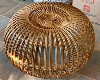 Vintage Franco Albini MCM Rattan Pouf Stool Ottoman Lobster Pot	14.4in H x 24in diameter	
