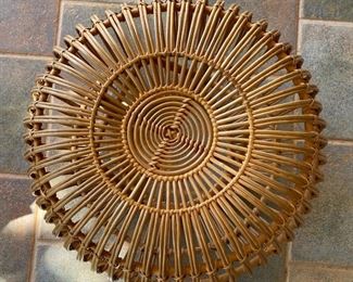 Vintage Franco Albini MCM Rattan Pouf Stool Ottoman Lobster Pot	14.4in H x 24in diameter	
