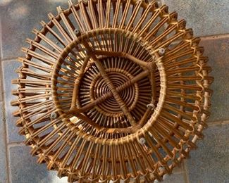 Vintage Franco Albini MCM Rattan Pouf Stool Ottoman Lobster Pot	14.4in H x 24in diameter	
