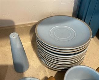 56pc 1960s Vintage Metlox Poppytrail  California Tempo Blue Poppy Trail Dinnerware	56+pieces	
