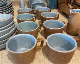 56pc 1960s Vintage Metlox Poppytrail  California Tempo Blue Poppy Trail Dinnerware	56+pieces	
