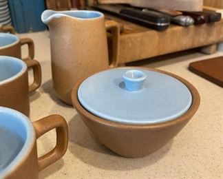 56pc 1960s Vintage Metlox Poppytrail  California Tempo Blue Poppy Trail Dinnerware	56+pieces	
