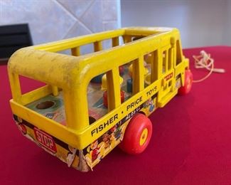 Vintage Fisher Price School Bus with Plastic People 1965 Wood /Plastic  Bus 192	N/A	
