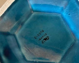 Vintage Inarco ,Mood Indigo,  Blue Majolica Fruit jars/Cookie Jars Candy Dish with Lid. Set Of 3	Largest jar 9 inches tall 8.5 inches diameter smallest jar 4.5 inches tall 5 inches diameter	
