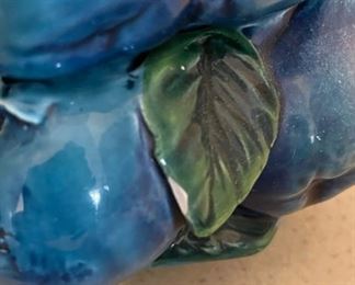 Vintage Inarco ,Mood Indigo,  Blue Majolica Fruit jars/Cookie Jars Candy Dish with Lid. Set Of 3	Largest jar 9 inches tall 8.5 inches diameter smallest jar 4.5 inches tall 5 inches diameter	
